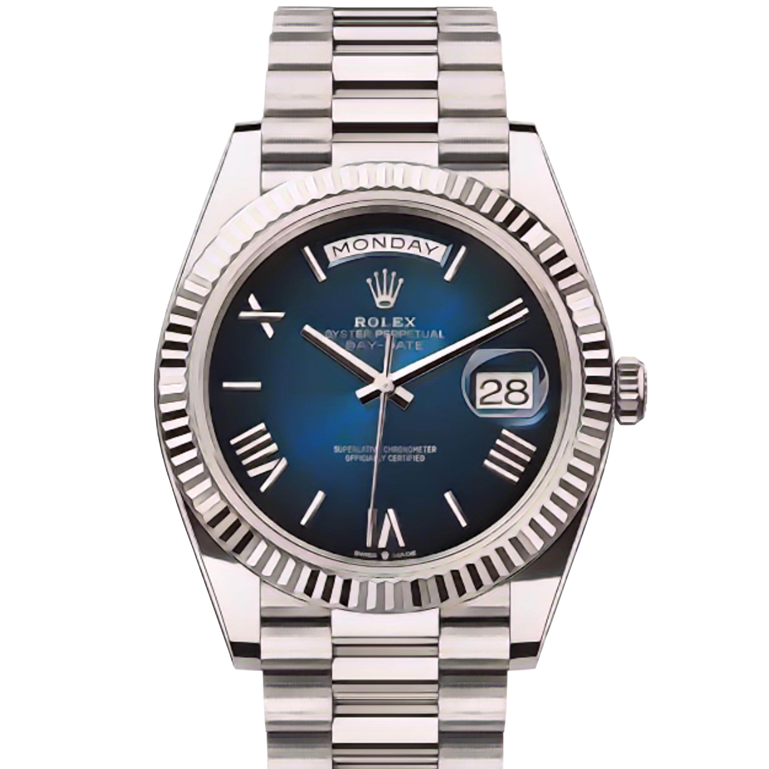 ロレックス デイデイト 228239 ブルーオンブレ 40mm ホワイトゴールド