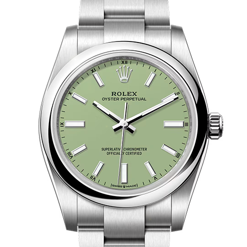 ロレックス オイスターパーペチュアル 124200 ピスタチオグリーン 34mm ステンレススチール