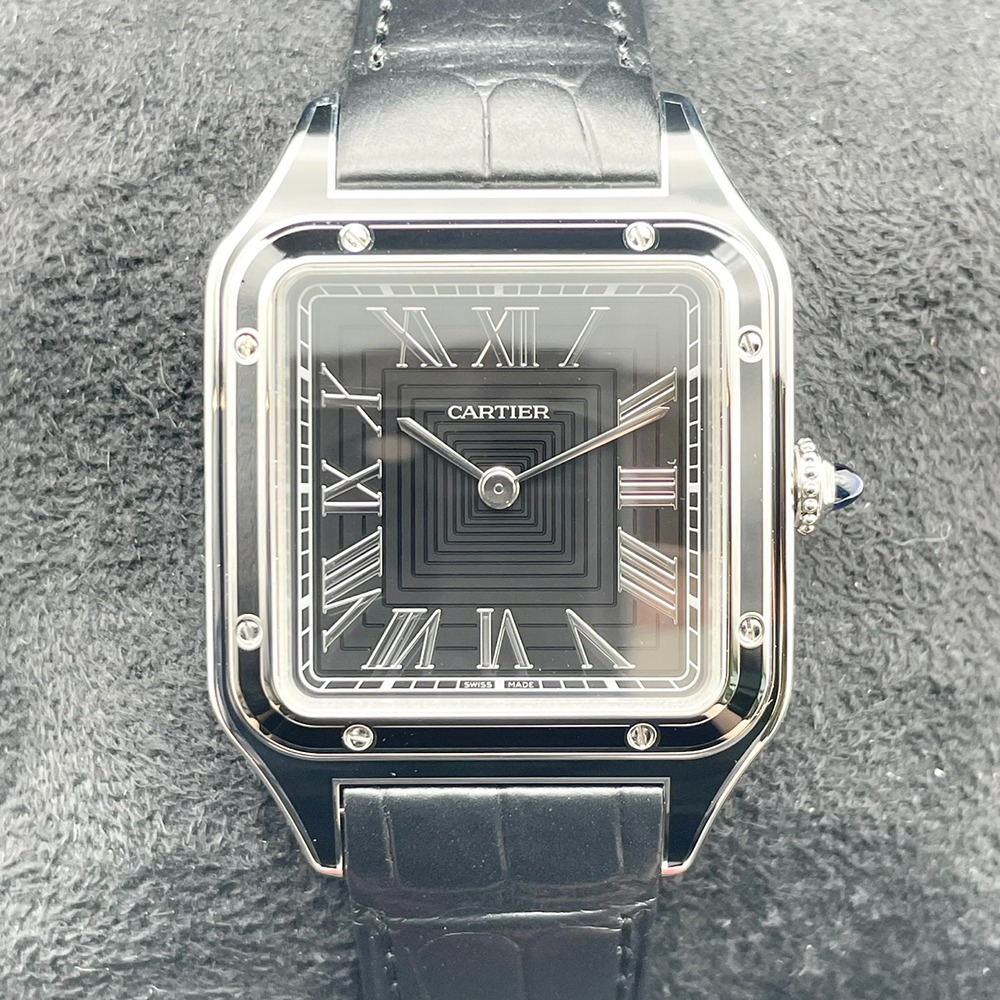 訳あり：Cartier 時計 ホワイト文字盤 ブラックベルト カルティエ パンテール リュバン 白シェル文字盤 QZ 時計｜ブランド