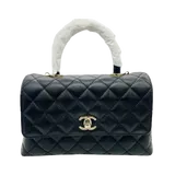 シャネル トップハンドル A92991 ブラック キャビアスキン×リザード W31×H17×D11