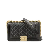 シャネル ボーイシャネル  ブラック キャビアスキン ラージ：横幅28㎝×高さ17.5㎝×マチ7.5㎝