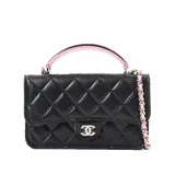 シャネル トップハンドル  ブラック・ピンク ラムスキン H12×W20×D6