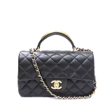 シャネル トップハンドル  ブラック ラムスキン H12×W20×D6