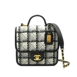 シャネル トップハンドル  ブラック系 ツイード H12.5×W19.5×D7.5