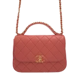 シャネル トップハンドル  ピンク ラムスキン H15.5×W20×D6