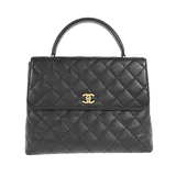 シャネル ココハンドル  ブラック キャビアスキン 30