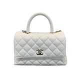 シャネル ココハンドル  ホワイト キャビアスキン W24