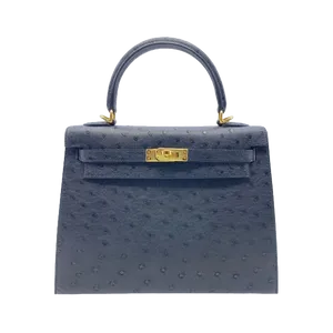 【2022年06月】エルメス ケリー25　Z刻印 25 オーストリッチ ノワール 中古品