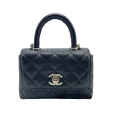 シャネル ココハンドル  ブラック キャビアスキン 14.5