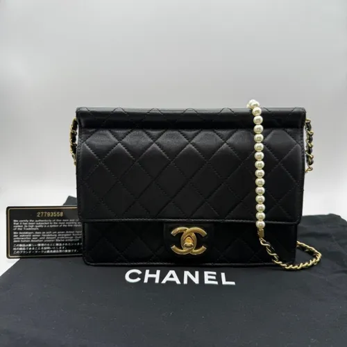 ヴィンテージ ブラック ラムスキン ゴールド金具