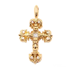 クロムハーツ フィリグリークロス チャーム withパヴェダイヤモンド/ゴールド 22K/新品