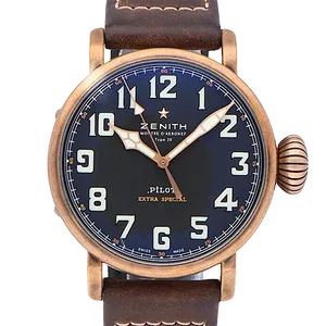 【2025年06月】ゼニス パイロットタイプ20 29.2430.679_21.C753 ブロンズ 45mm ブラック 中古品