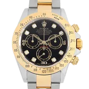 116523G ブラック ステンレススチール+イエローゴールド 8Pダイヤ