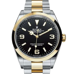 【2025年06月】ロレックス エクスプローラー1 124273 ステンレススチール+イエローゴールド 36mm ブラック 中古品
