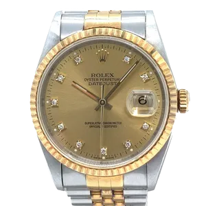 【2022年05月】ロレックス デイトジャスト 16233G ステンレススチール+イエローゴールド 36mm シャンパンゴールド 中古品