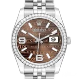 ロレックス デイトジャスト 116244 ブラウンウェーブ ステンレススチール+ホワイトゴールド 36mm