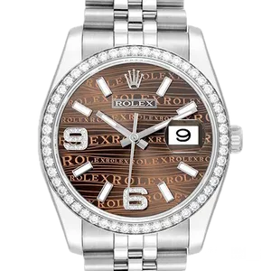 【2022年03月】ロレックス デイトジャスト 116244 ステンレススチール+ホワイトゴールド 36mm ブラウンウェーブ 中古品