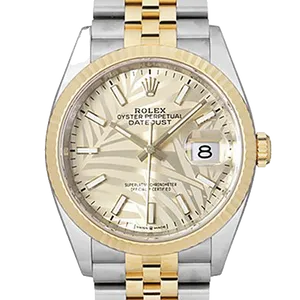 【2022年06月】ロレックス デイトジャスト 126233 ステンレススチール+イエローゴールド 36mm パーム 中古品