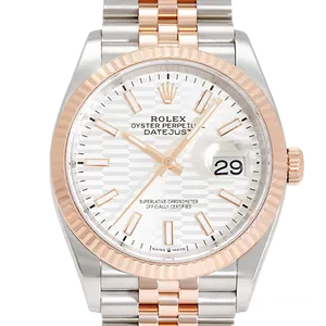 【2021年10月】ロレックス デイトジャスト 126231 ステンレススチール+エバーローズゴールド 36mm ホワイト 中古品