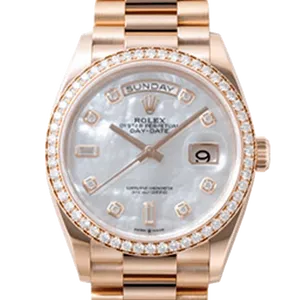 【2023年01月】ロレックス デイデイト 128345RBR エバーローズゴールド 36mm ホワイトシェル 未使用品