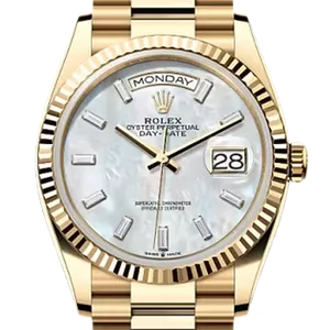 【2025年01月】ロレックス デイデイト 128238 イエローゴールド 36mm ホワイトマザーオブパール 中古品