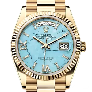 【2025年06月】ロレックス デイデイト 128238 イエローゴールド 36mm ターコイズブルー 新品