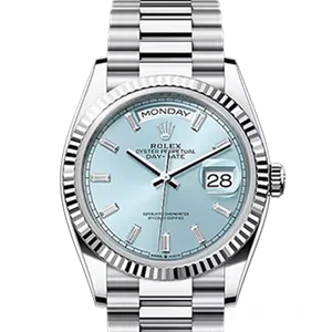 【2025年11月】ロレックス デイデイト 128236 プラチナ 36mm アイスブルー 中古品