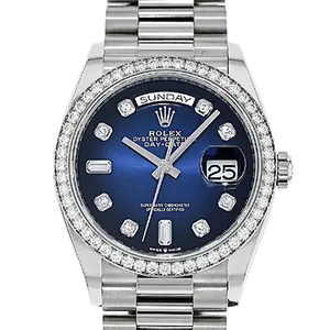 【2023年07月】ロレックス デイデイト 128349RBR ホワイトゴールド 36mm ブルーオンブレ 未使用品