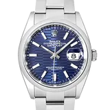 ロレックス デイトジャスト 126200 ブライトブルーフルーテッドモチーフ ステンレススチール 36mm