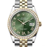 ロレックス デイトジャスト 126283RBR オリーブグリーン ステンレススチール+イエローゴールド 36mm