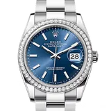 ロレックス デイトジャスト 126284RBR ブライトブルー ステンレススチール+ホワイトゴールド 36mm