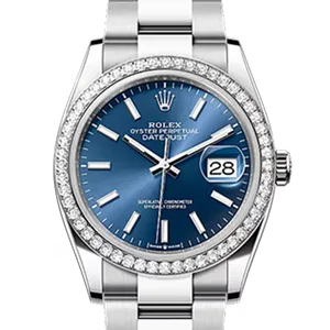 【2022年03月】ロレックス デイトジャスト 126284RBR ステンレススチール 36mm ブライトブルー 未使用品