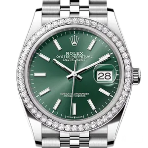 【2024年02月】ロレックス デイトジャスト 126284RBR ステンレススチール+ホワイトゴールド 36mm ミントグリーン 未使用品