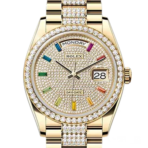 【2023年01月】ロレックス デイデイトパヴェレインボー 128238 イエローゴールド 36mm パヴェダイヤ 未使用品