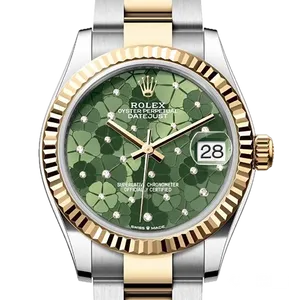 【2025年09月】ロレックス デイトジャスト 278273 ステンレススチール+イエローゴールド 31mm オリーブグリーンフローラルモチーフ 中古品