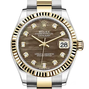 【2025年09月】ロレックス デイトジャスト 278273 ステンレススチール+イエローゴールド 31mm ブラックマザーオブパール 中古品