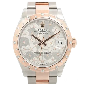 【2025年08月】ロレックス デイトジャスト 278341RBR ステンレススチール+エバーローズゴールド 31mm シルバーフローラルモチーフ 新品