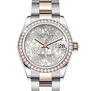 【2025年08月】ロレックス デイトジャスト 278381RBR ステンレススチール+エバーローズゴールド 31mm シルバーフローラルモチーフ 中古品