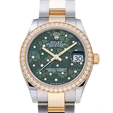 ロレックス デイトジャスト 278383RBR オリーブグリーンフローラルモチーフ ステンレススチール+イエローゴールド 31mm