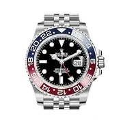 126710BLRO ブラック ステンレススチール ジュビリーブレス 赤青ベゼル