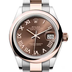 【2025年12月】ロレックス デイトジャストレディース 279161 ステンレススチール+エバーローズゴールド 28mm チョコレート 中古品