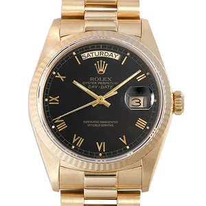 【2024年12月】ロレックス デイデイト 18038 イエローゴールド 36mm ブラック 未使用品