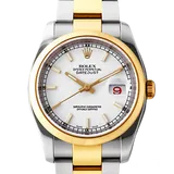 ロレックス デイトジャスト 116203 ホワイト ステンレススチール+イエローゴールド 36mm