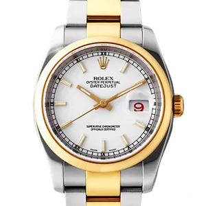 【2025年07月】ロレックス デイトジャスト 116203 ステンレススチール+イエローゴールド 36mm ホワイト 中古品