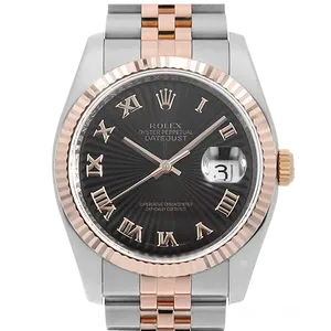 【2025年01月】ロレックス デイトジャスト 116231 ステンレススチール+エバーローズゴールド 36mm ブラック 中古品