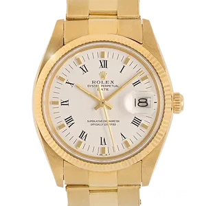 【2022年04月】ロレックス オイスターパーペチュアルデイト 1503 イエローゴールド 34mm ホワイト 中古品