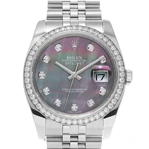 【2022年05月】ロレックス デイトジャスト 116244NG ステンレススチール+ホワイトゴールド 36mm ブラックシェル 中古品