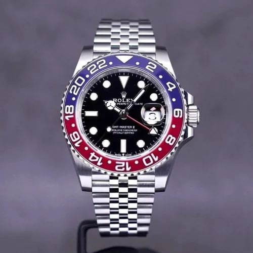 126710BLRO ブラック ステンレススチール ジュビリーブレス 赤青ベゼル