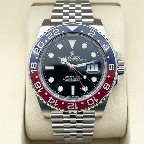 126710BLRO ブラック ステンレススチール ジュビリーブレス 赤青ベゼル