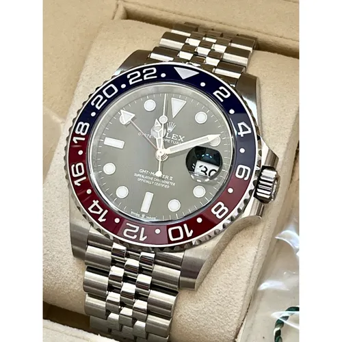 126710BLRO ブラック ステンレススチール ジュビリーブレス 赤青ベゼル